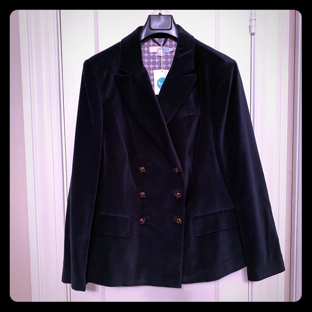 NWT Boden Double Breasted Velvet Jacket - Size 14
